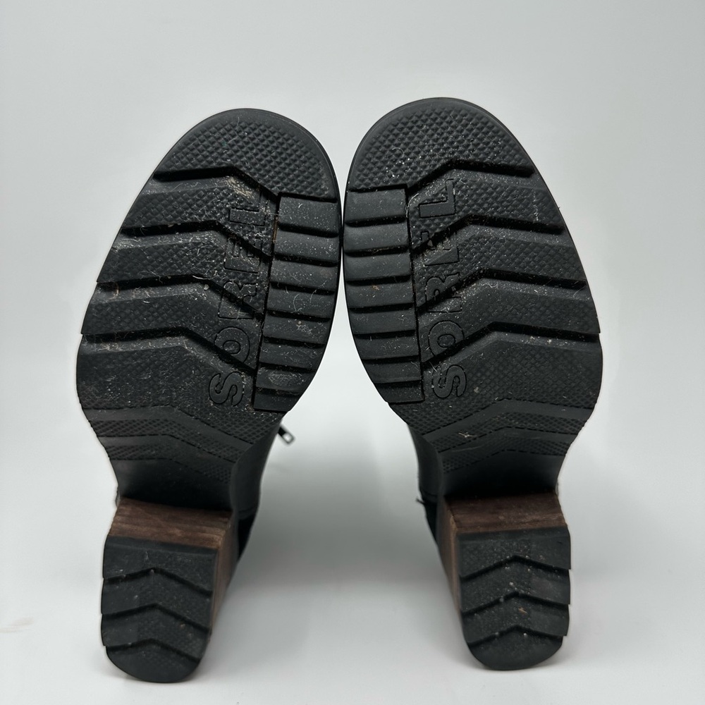 Sorel Cate Bootie Waterproof Black Leather Ankle Boots Lug Sole Sz 8 - Picture 9 of 16